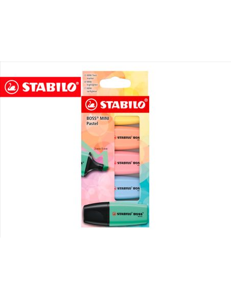 Rotulador Stabilo Boss Fluorescente Mini Pastel Estuche De 5 Unidades Colores Surtidos