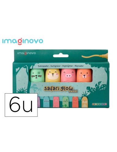Rotulador Imaginovo Fluorescente Safari Glow Pastel Animales Caja 6 Unidades Surtidas
