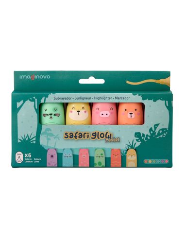 Rotulador Imaginovo Fluorescente Safari Glow Pastel Animales Caja 6 Unidades Surtidas