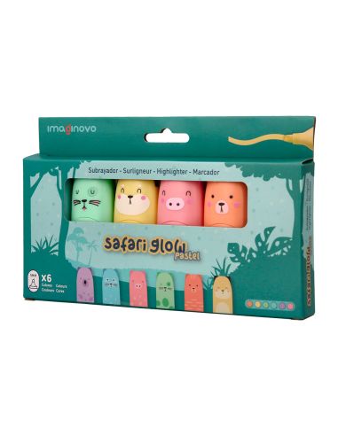 Rotulador Imaginovo Fluorescente Safari Glow Pastel Animales Caja 6 Unidades Surtidas