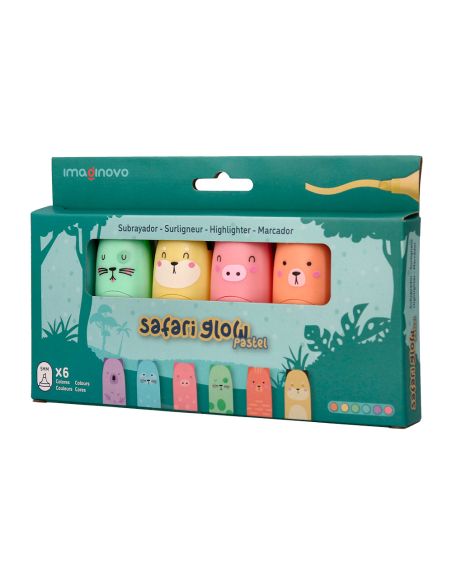 Rotulador Imaginovo Fluorescente Safari Glow Pastel Animales Caja 6 Unidades Surtidas
