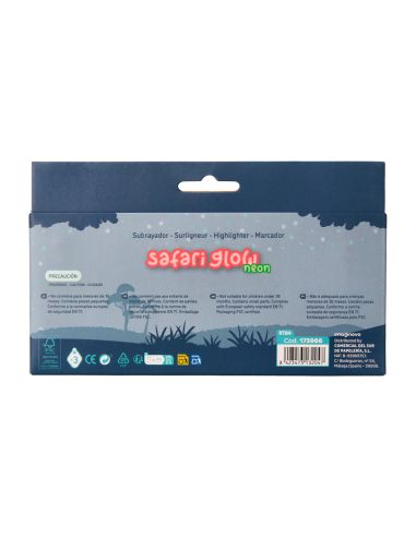 Rotulador Imaginovo Fluorescente Safari Glow Neon Animales Y Clip Caja De 6 Unidades Surtidas
