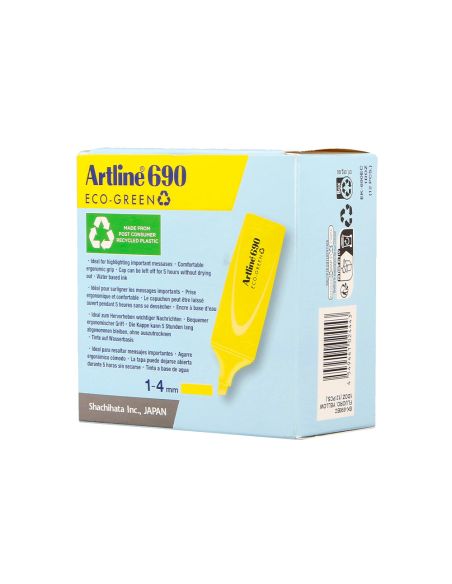 Rotulador Artline Fluorescente Ek-690 Eco Green Punta Biselada 1-4 Mm Amarillo