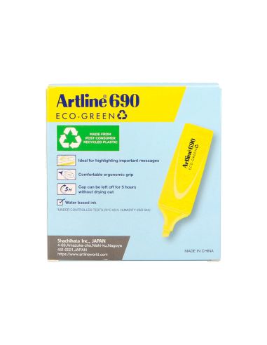 Rotulador Artline Fluorescente Ek-690 Eco Green Punta Biselada 1-4 Mm Amarillo