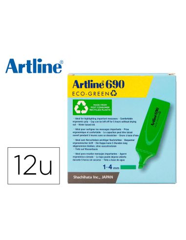 Rotulador Artline Fluorescente Ek-690 Eco Green Punta Biselada 1-4 Mm Verde