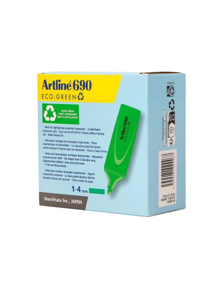 Rotulador Artline Fluorescente Ek-690 Eco Green Punta Biselada 1-4 Mm Verde