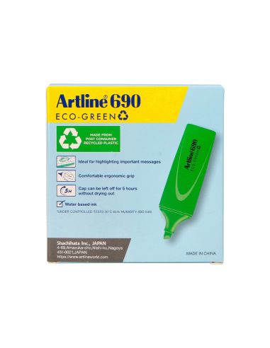 Rotulador Artline Fluorescente Ek-690 Eco Green Punta Biselada 1-4 Mm Verde