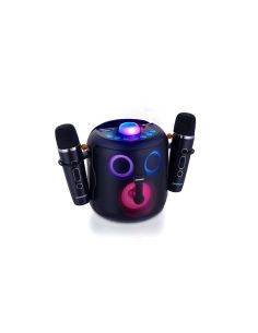 Altavoz Daewoo Karaoke 15W Bluetooth Luces Led Radio Fm 2 Microfonos Inalambricos Color Negro