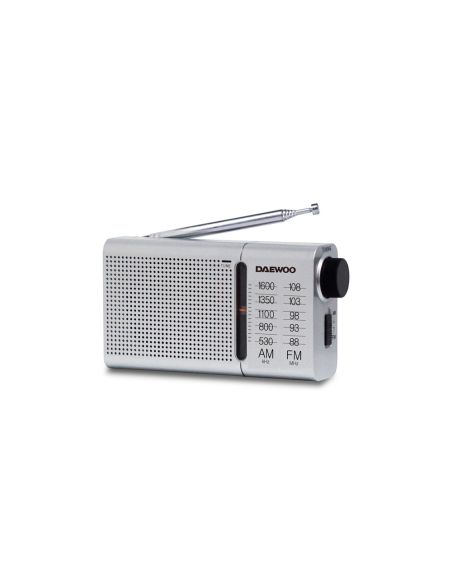 Radio Portatil Daewoo Am/Fm Antena Telescopica Auriculares Incluidos Jack 3.5 Mm Color Plata