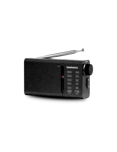 Radio Portatil Daewoo Am/Fm Antena Telescopica Auriculares Incluidos Jack 3.5 Mm Color Negro