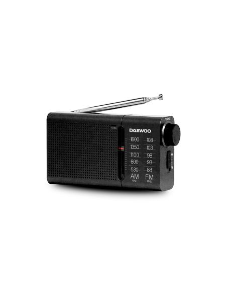 Radio Portatil Daewoo Am/Fm Antena Telescopica Auriculares Incluidos Jack 3.5 Mm Color Negro