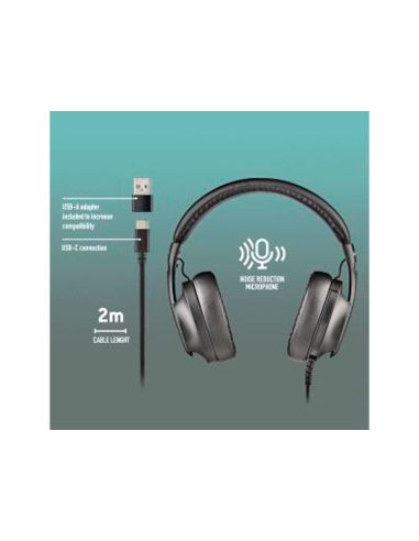 Auriculares Ngs Vox805 Con Cable Estereo Usb-C Con Control De Volumen Y Adaptador Usb Color Negro