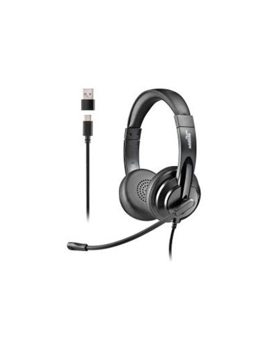 Auriculares Ngs Vox605 Con Cable Estereo Usb-C Con Control De Volumen Y Adaptador Usb Color Negro