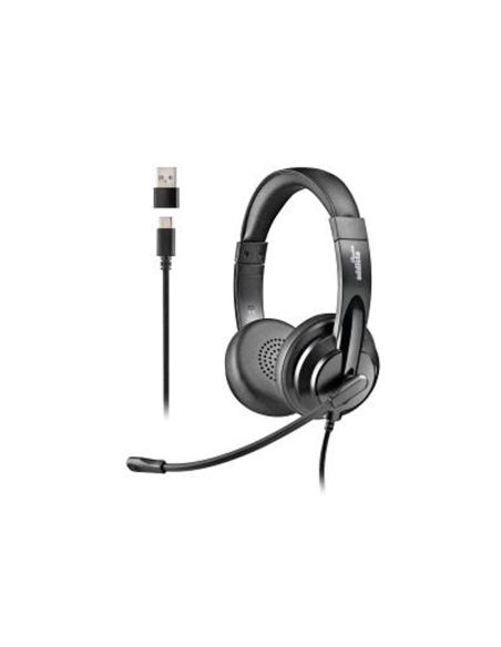 Auriculares Ngs Vox605 Con Cable Estereo Usb-C Con Control De Volumen Y Adaptador Usb Color Negro