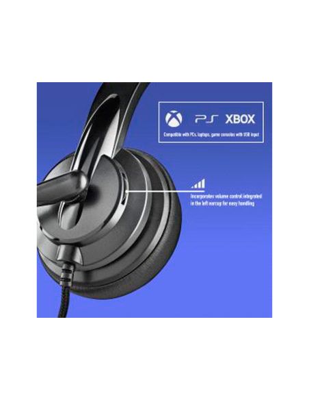 Auriculares Ngs Vox605 Con Cable Estereo Usb-C Con Control De Volumen Y Adaptador Usb Color Negro