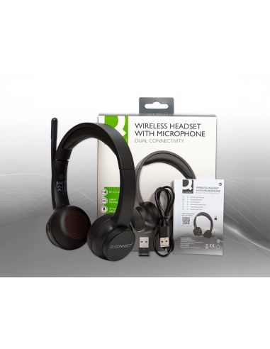 Auricular Q-Connect Inalambrico Diadema Con Microfono Flexible Y Boton De Bluetooth Usb Color Negro