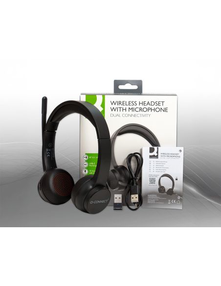 Auricular Q-Connect Inalambrico Diadema Con Microfono Flexible Y Boton De Bluetooth Usb Color Negro
