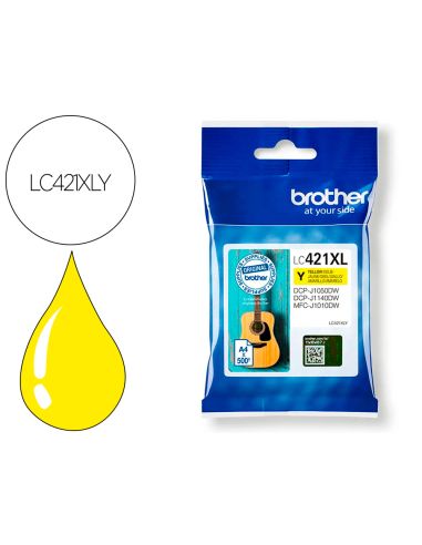 Ink-Jet Brother Lc421Xly Dcp-J1050Dw / Dcp-J1140Dw / Mfc-J10 Amarillo 500 Paginas