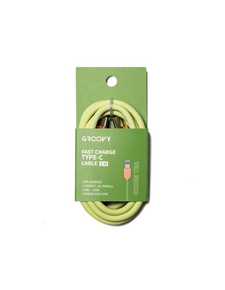 Cable Groovy Usb 2.0 A Usb C Apple Lightning Longitud 1 Mt Silicona Color Verde Te