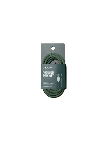 Cable Groovy Usb 2.0 A Usb C Apple Lightning Longitud 1 Mt Silicona Color Verde Salvia