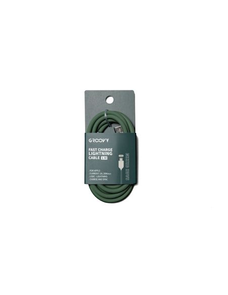 Cable Groovy Usb 2.0 A Usb C Apple Lightning Longitud 1 Mt Silicona Color Verde Salvia
