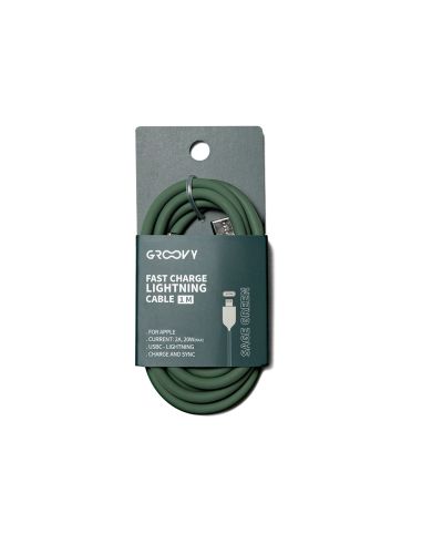 Cable Groovy Usb 2.0 Tipo C A Tipo C Longitud 1 Mt Silicona Color Verde Salvia