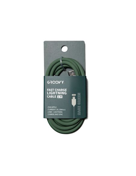 Cable Groovy Usb 2.0 Tipo C A Tipo C Longitud 1 Mt Silicona Color Verde Salvia