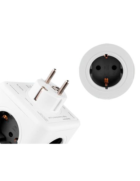 Regleta Q-Connect De Cubo Enchufe Multiple Power Cube 5 En 1 Directo A Pared 5 Tomas De Corriente 75X75X112Mm