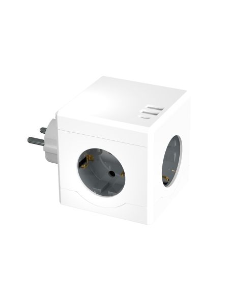 Regleta Q-Connect De Cubo Enchufe Multiple Power Cube 6 En 1 Directo Pared 3 Tomas De Corriente+2 Usb+1 Usb C