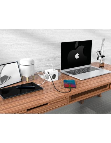 Regleta Q-Connect De Cubo Enchufe Multiple Power Cube 6 En 1 Directo Pared 3 Tomas De Corriente+2 Usb+1 Usb C
