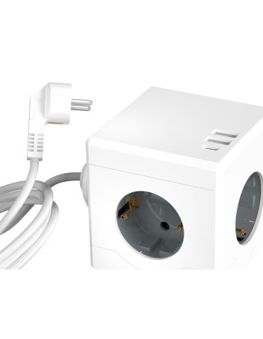 Regleta Q-Connect De Cubo Enchufe Multiple Power Cube 6 En 1 Cable De 1,4Mt 3 Tomas De Corriente+2 Usb+1 Usb C
