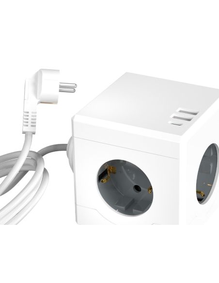 Regleta Q-Connect De Cubo Enchufe Multiple Power Cube 6 En 1 Cable De 1,4Mt 3 Tomas De Corriente+2 Usb+1 Usb C
