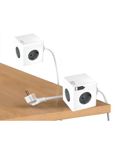 Regleta Q-Connect De Cubo Enchufe Multiple Power Cube 6 En 1 Cable De 1,4Mt 3 Tomas De Corriente+2 Usb+1 Usb C