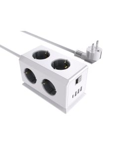 Regleta Q-Connect Enchufe Multiple 10 En 1 Cable 1,4 Mt 6 Tomas De Corriente+3 Usb+1 Usb Tipo C 140X76X87Mm