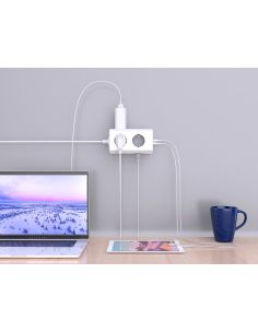 Regleta Q-Connect Enchufe Multiple 10 En 1 Cable 1,4 Mt 6 Tomas De Corriente+3 Usb+1 Usb Tipo C 140X76X87Mm 2