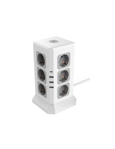 Regleta Q-Connect Enchufe Multiple 16 En 1 Cable 2 Mt 12 Tomas De Corriente+3 Usb+1 Usb Tipo C 120X120X210Mm