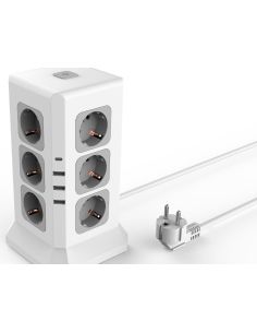 Regleta Q-Connect Enchufe Multiple 16 En 1 Cable 2 Mt 12 Tomas De Corriente+3 Usb+1 Usb Tipo C 120X120X210Mm 2