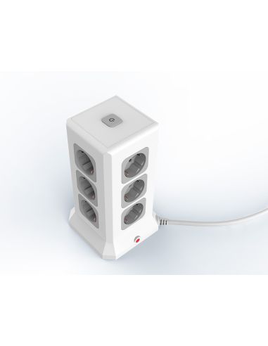 Regleta Q-Connect Enchufe Multiple 16 En 1 Cable 2 Mt 12 Tomas De Corriente+3 Usb+1 Usb Tipo C 120X120X210Mm