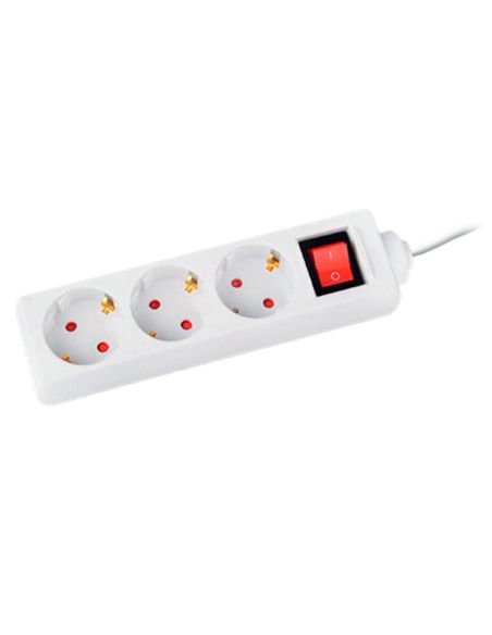 Regleta Q-Connect 3 Tomas De Corriente Con Interruptor Longitud Cable 1,5 Mt Color Blanco