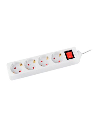Regleta Q-Connect 4 Tomas De Corriente Con Interruptor Longitud Cable 1,5 Mt Color Blanco