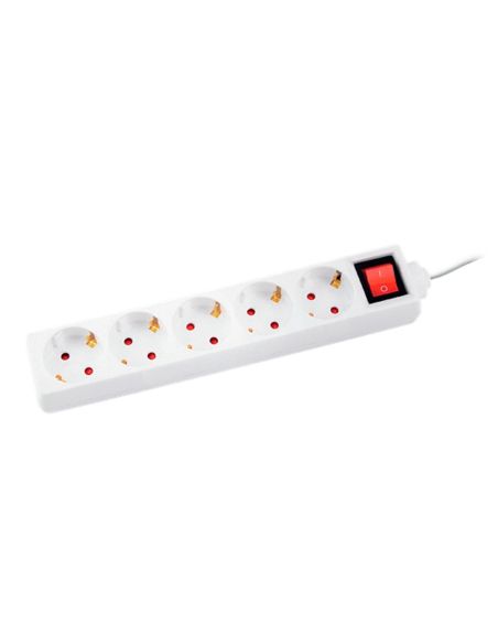 Regleta Q-Connect 5 Tomas De Corriente Con Interruptor Longitud Cable 1,5 Mt Color Blanco