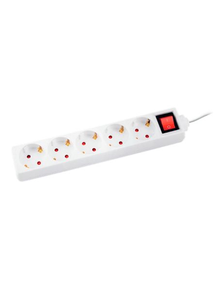Regleta Q-Connect 5 Tomas De Corriente Con Interruptor Longitud Cable 1,5 Mt Color Blanco