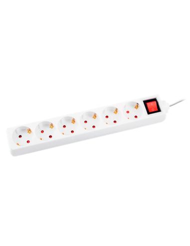 Regleta Q-Connect 6 Tomas De Corriente Con Interruptor Longitud Cable 1,5 Mt Color Blanco