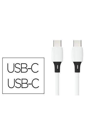 Cable Usb-C A Usb-C Q-Connect Pvc Longitud 1M Blanco