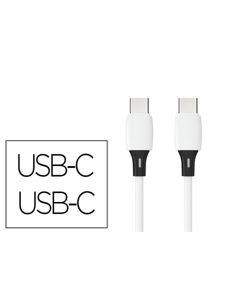 Cable Usb-C A Usb-C Q-Connect Pvc Longitud 1M Blanco