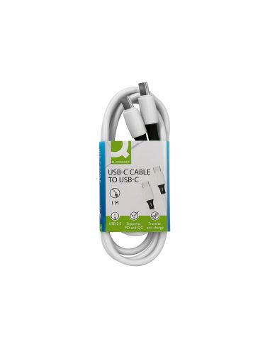 Cable Usb-C A Usb-C Q-Connect Pvc Longitud 1M Blanco