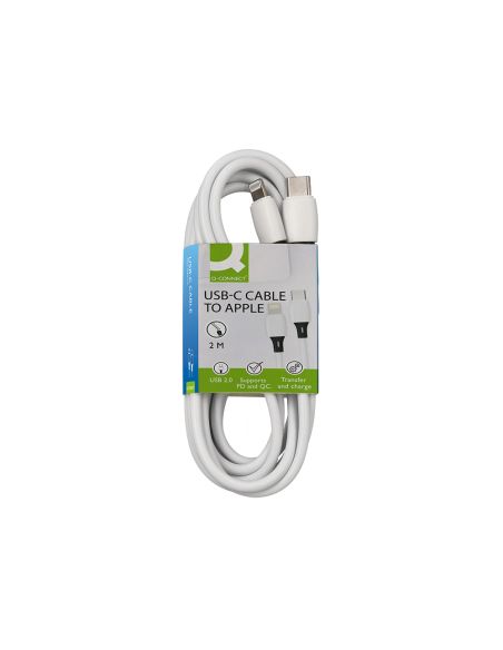Cable Usb-C A Apple Lightning Q-Connect Pvc Longitud 2M Blanco