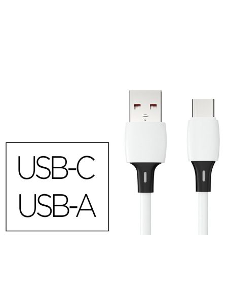 Cable Usb-C A Usb-A Q-Connect Pvc Longitud 1M Blanco