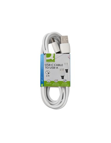 Cable Usb-C A Usb-A Q-Connect Pvc Longitud 2M Blanco