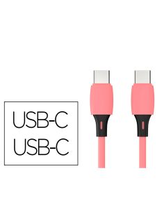Cable Usb-C A Usb-C Q-Connect Pvc Longitud 1M Rosa